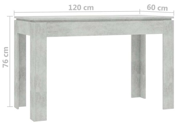 Modern Étkezőasztal - Betonszürke - 120x60 cm