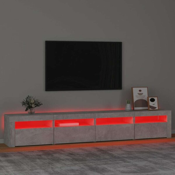 Modern LED TV Szekrény - Betonszürke - 240cm