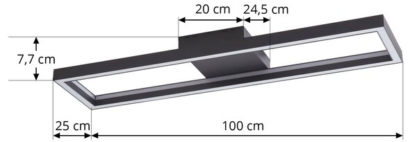 Lucande Smart LED mennyezeti lámpa Tjado, 100 cm, fekete, RGBW, dimmelhető, Fekete, Nappali / Étkező, fém, Modern