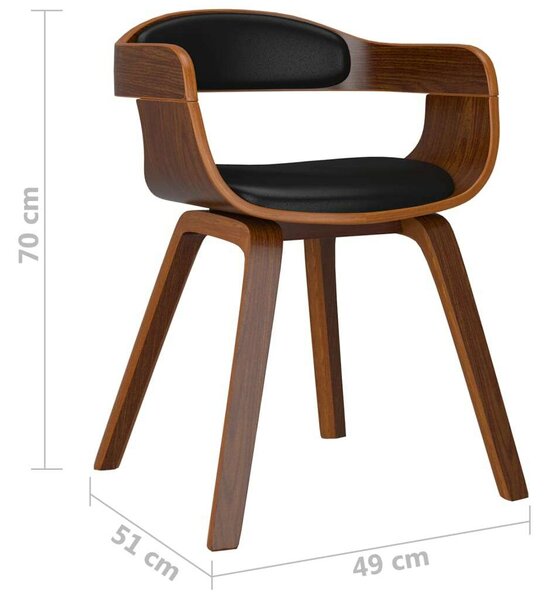 Elegáns étkezőszék szett - 4 db - Fekete műbőr - Hajlított fa