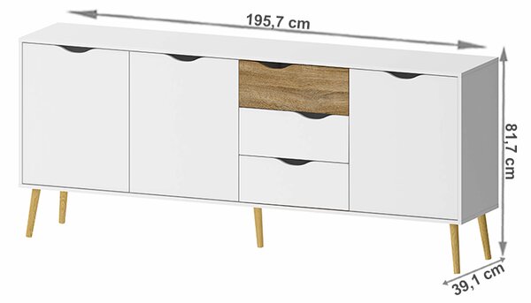 KONDELA Komód, tölgy sonoma/fehér, OSLO 75454