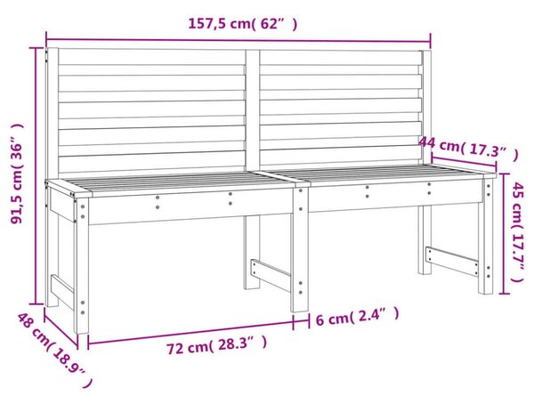 Fekete Tömör Fenyőfa Kerti Pad - 157,5 cm