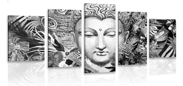 5-részes kép Buddha exotikus háttérrel fekete fehérben
