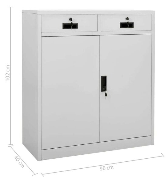 Világosszürke acél irodai szekrény 90 x 40 x 102 cm