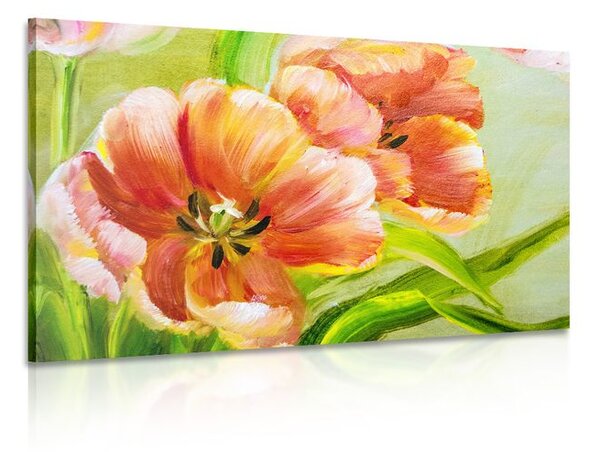 Kép piros tulipánok vintage kivitelben