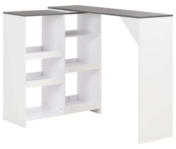 VidaXL Bárasztal - Fehér - Mozgatható Polccal - 138x39x110cm