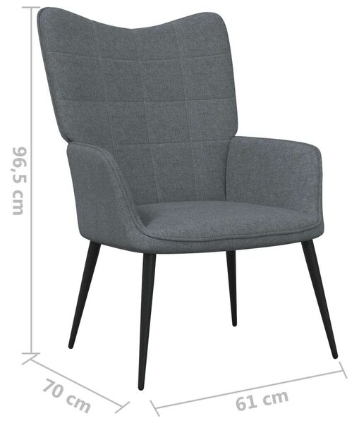 Modern Szövet Pihenőfotel Lábtartóval - Sötétszürke