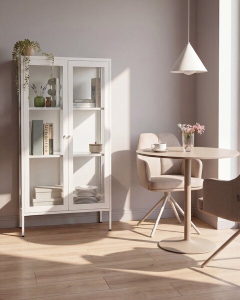Üveges vitrin NASH Fém 90 cm Fehér