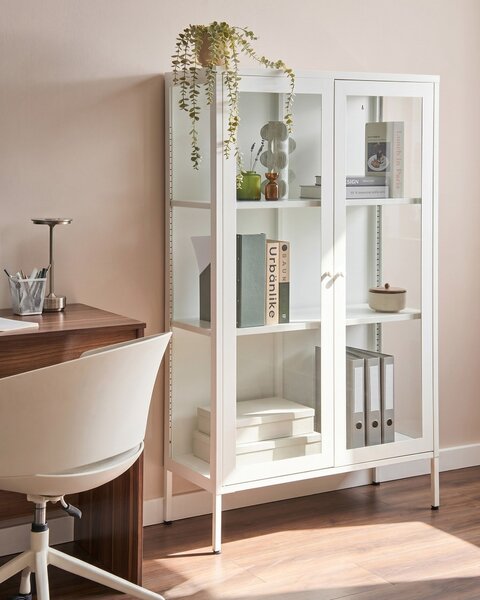 Üveges vitrin NASH Fém 90 cm Fehér