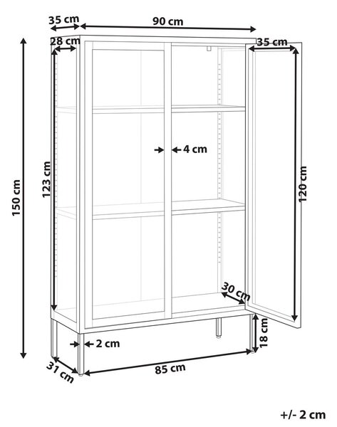 Üveges vitrin NASH Fém 90 cm Fehér
