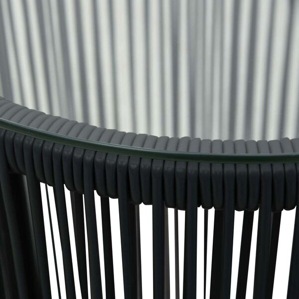 3-részes fekete pvc rattan bisztrószett párnákkal