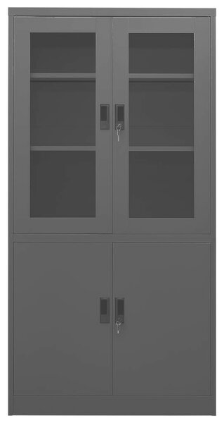 Acél Irodai Szekrény - Üvegajtó - 90x40x180 cm