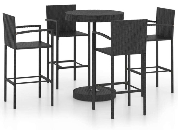 Kerti Bárszett - 5 részes - Fekete Polyrattan