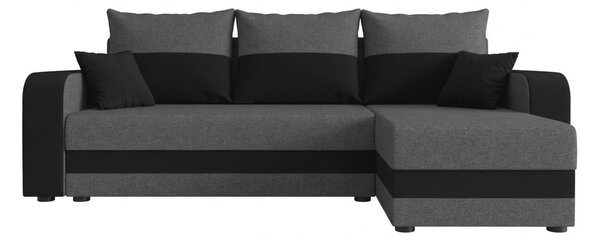 Ágyazható, kétoldalas L alakú kanapé VALERIO 238x140 cm, sötétszürke/antracit színű + 2 db díszpárna INGYEN