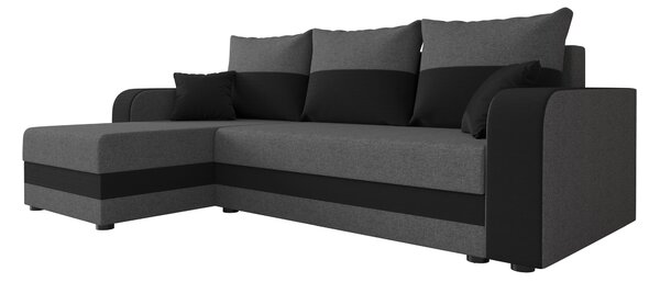Ágyazható, kétoldalas L alakú kanapé VALERIO 238x140 cm, sötétszürke/antracit színű + 2 db díszpárna INGYEN