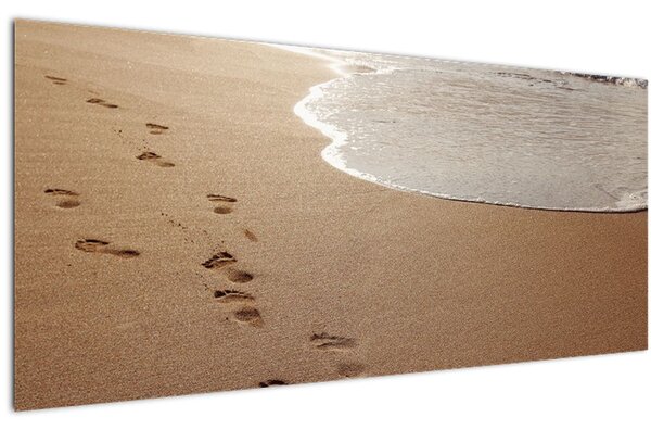 Kép - nyomok a homokban és a tenger (120x50 cm)
