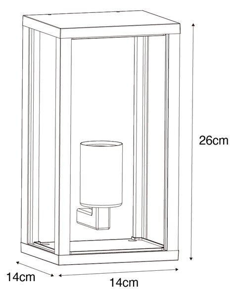 Kültéri fali lámpa fekete füstüveggel 26 cm IP44 - Charlois