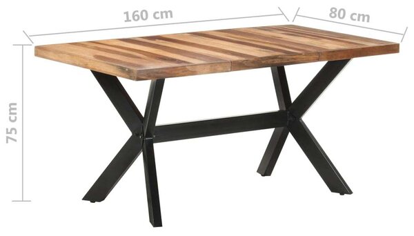 Tömör fa étkezőasztal paliszander felülettel 160 x 80 x 75 cm