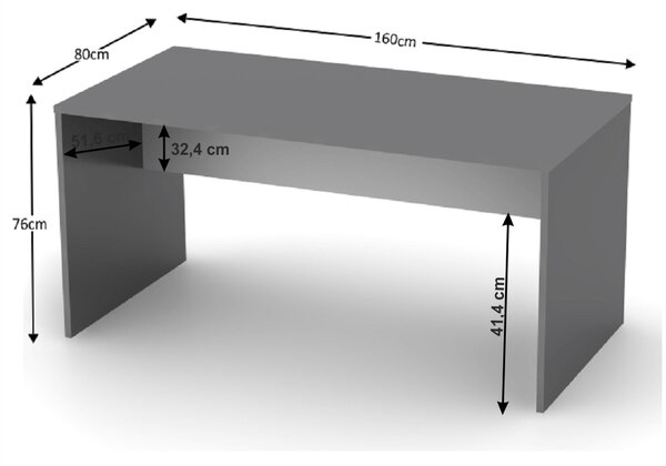 KONDELA Íróasztal, grafit/féher, RIOMA NEW TYP 16