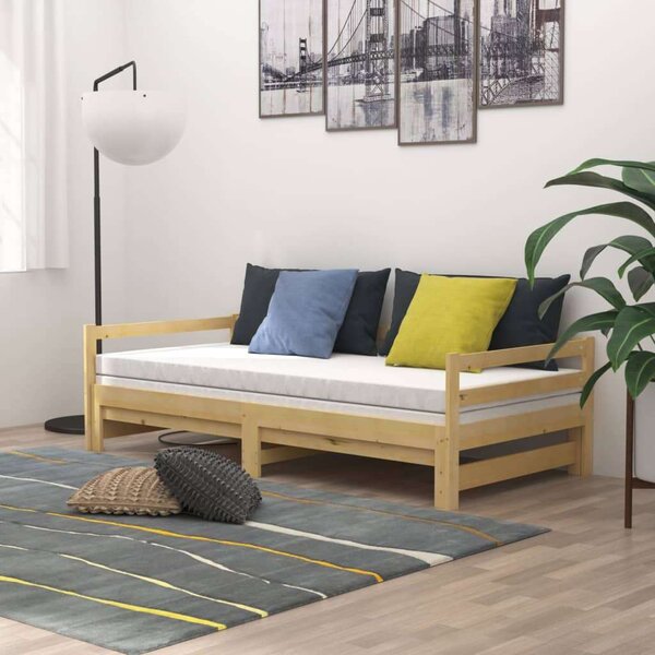 VidaXL tömör fenyőfa kihúzható kanapéágy 2 x (90 x 200) cm