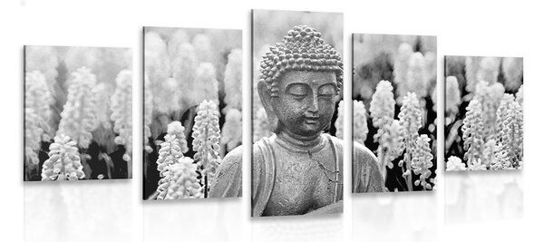 5-részes kép Budha fekete fehérben