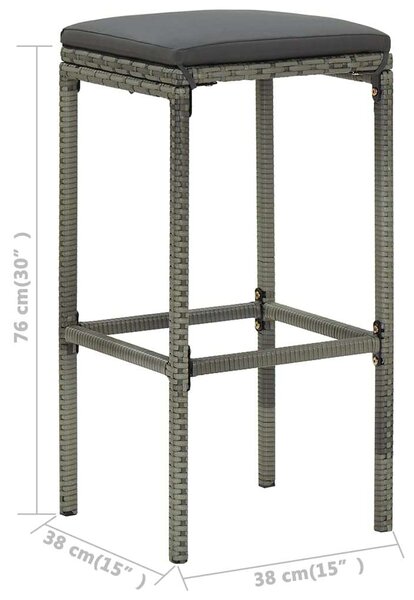 Polyrattan Kerti Bárszett - 7 részes - Szürke