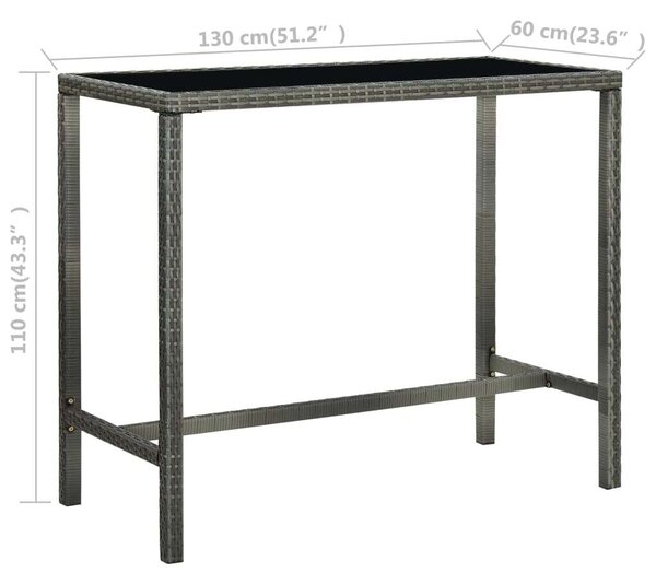 Polyrattan Kerti Bárszett - 7 részes - Szürke