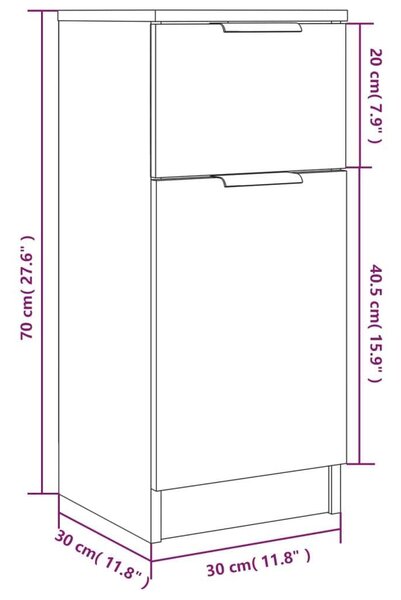 2 db fehér szerelt fa tálalószekrény 30 x 30 x 70 cm