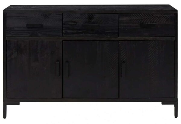 Rusztikus Fekete Tálalószekrény - 110x35x70cm