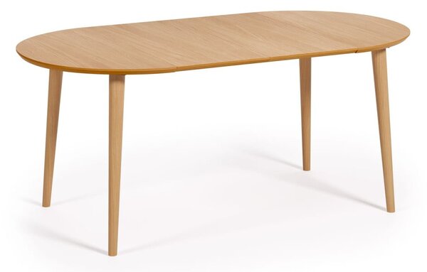 Natúr színű kerek bővíthető étkezőasztal tölgyfa dekorral ø 90 cm Oqui – Kave Home
