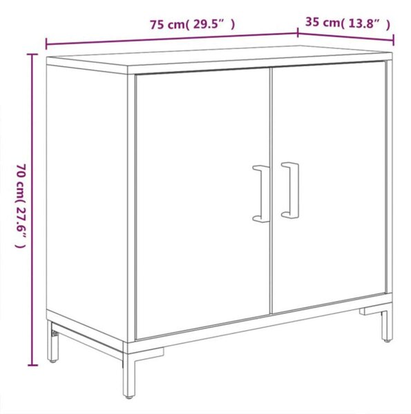 Rusztikus Fekete Fenyő Tálalószekrény - 75x35x70 cm