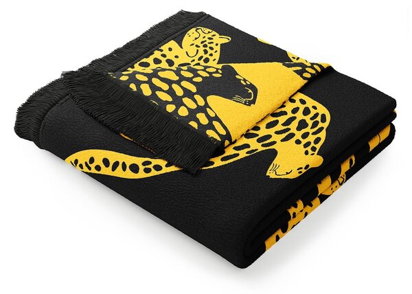 Cheetah sárga-fekete pamutkeverék takaró, 150 x 200 cm - AmeliaHome