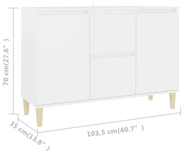 Modern Fehér Tálalószekrény - 103,5x35x70 cm