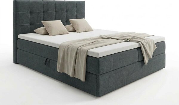 Kárpitozott boxspring ágy DIRELIS VIBE 140x200 cm sötétszürke Matrac: Bonell rugós matrac