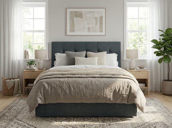 Kárpitozott boxspring ágy DIRELIS VIBE 140x200 cm sötétszürke Matrac: Bonell rugós matrac