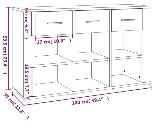 VidaXL Fehér Fa Tálalószekrény - 100x30x59,5 cm