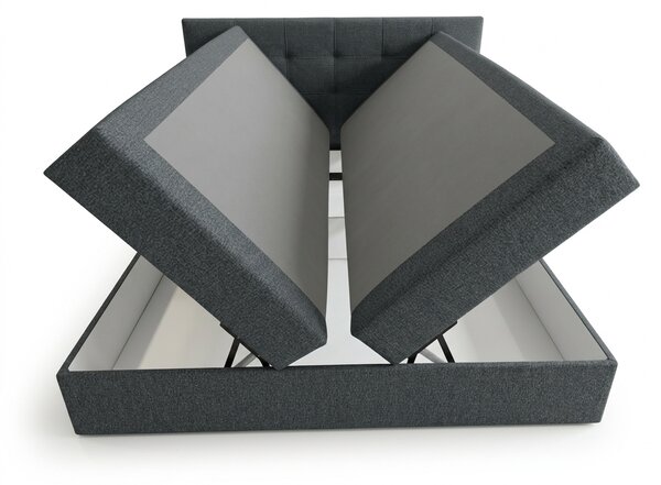 Kárpitozott boxspring ágy DIRELIS VIBE 140x200 cm sötétszürke Matrac: Bonell rugós matrac