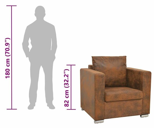 Modern Barna Műbőr Fotel - 82x73x82 cm
