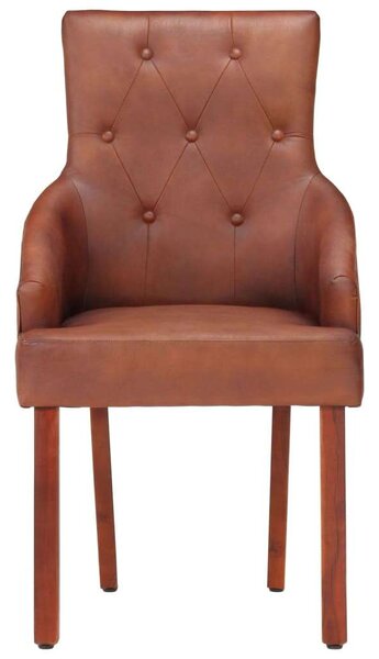 Elegáns Kecskebőr Étkezőszék - Barna - 2 db