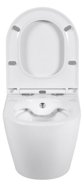 Erga Lily, fali WC-csésze bidé funkcióval + WC-ülőke, fényes fehér, ERG-V03-LILY-RIM-BID-WH