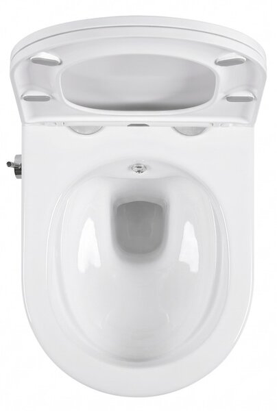 Erga Lily, fali WC-csésze bidé funkcióval + WC-ülőke, fényes fehér, ERG-V03-LILY-RIM-BID-WH