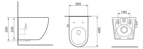 Erga Lily, fali WC-csésze bidé funkcióval + WC-ülőke, fényes fehér, ERG-V03-LILY-RIM-BID-WH