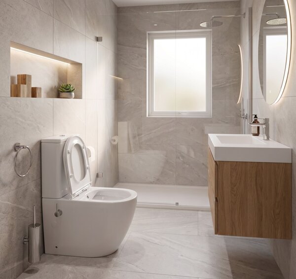 Erga Siena, kombinált WC-csésze 620x380x820 mm, perem nélküli + bidé funkció + WC-ülőke, fényes fehér, ERG-V03-SIENA-RIM-BID-WH