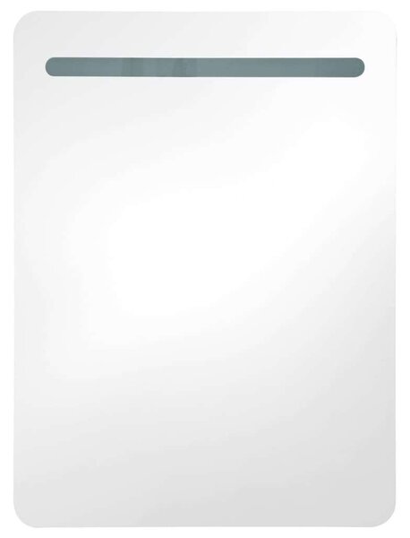 VidaXL fényes fehér LED-es tükrös fürdőszobaszekrény 60 x 11 x 80 cm
