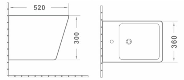 Erga Mery, fali bidé 520x360x300 mm, fényes fehér, ERG-V03-MERY-BD-WH