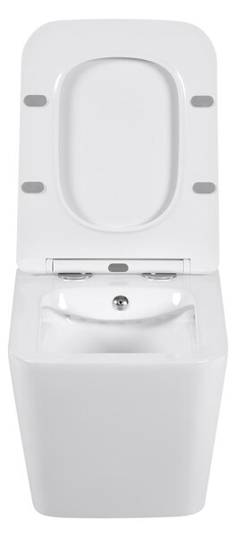 Erga Mery, fali WC-csésze bidé funkcióval, perem nélküli + WC-ülőke, fényes fehér, ERG-V03-MERY-RIM-BID-WH