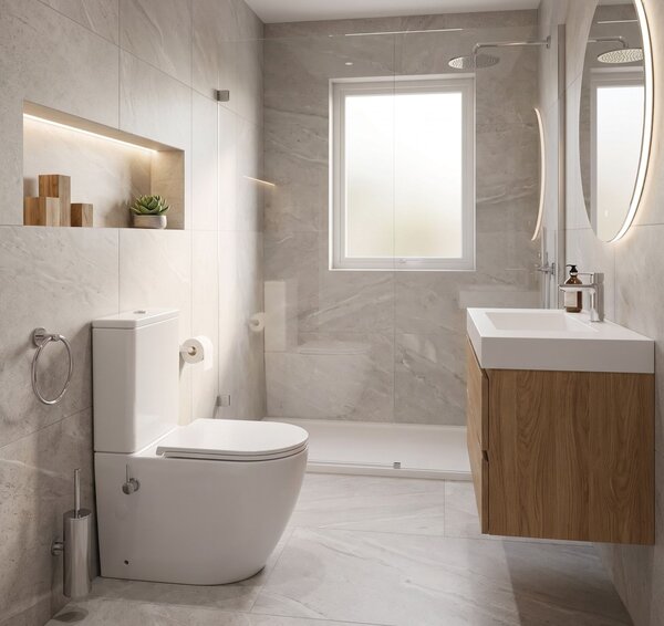 Erga Siena, kombinált WC-csésze 620x380x820 mm, perem nélküli + bidé funkció + WC-ülőke, fényes fehér, ERG-V03-SIENA-RIM-BID-WH