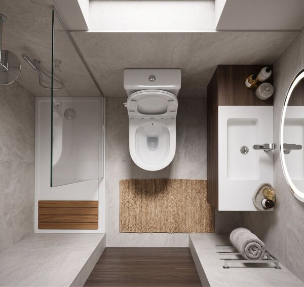 Erga Siena, kombinált WC-csésze 620x380x820 mm, perem nélküli + bidé funkció + WC-ülőke, fényes fehér, ERG-V03-SIENA-RIM-BID-WH
