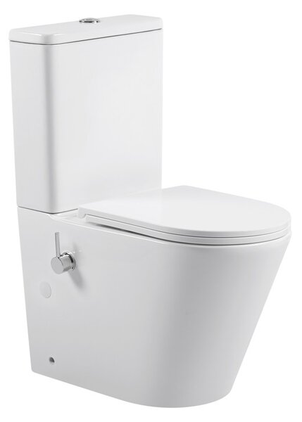 Erga Tina, kombinált WC-csésze 620x365x820 mm, perem nélküli + bidé funkció + WC-ülőke, fényes fehér, ERG-V03-TINA-TO2-BID-WH