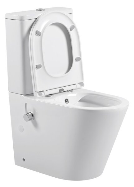Erga Tina, kombinált WC-csésze 620x365x820 mm, perem nélküli + bidé funkció + WC-ülőke, fényes fehér, ERG-V03-TINA-TO2-BID-WH